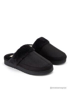 Dearfoams Memory Foam Microsuede Scuff Slippers Plush Lined Indoor Outdoor